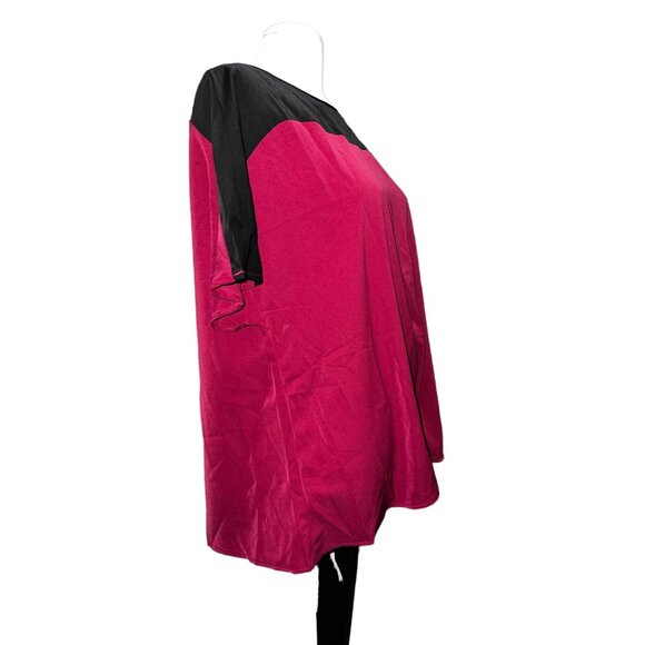 BloomChic Round Neck Color Block Short Sleeve Blouse Sz 12 (Large) Womens Burgun - Picture 5 of 6